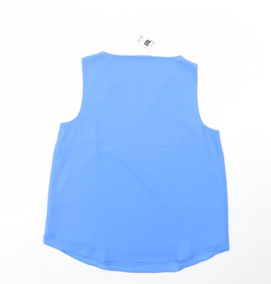 Dunnes Stores Womens Blue Polyester Basic Blouse Size 14 V-Neck