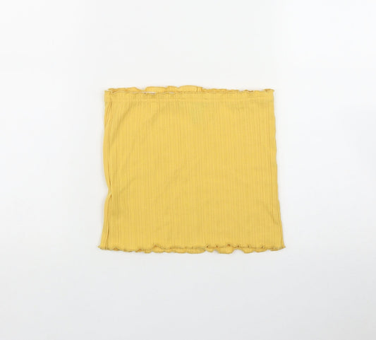New Look Womens Yellow Polyester Basic T-Shirt Size 12 Off the Shoulder