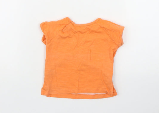 Dunnes Stores Boys Orange Cotton Basic T-Shirt Size 3-6 Months Round Neck Snap - Tiger