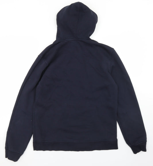 Easy Mens Blue Cotton Pullover Hoodie Size S