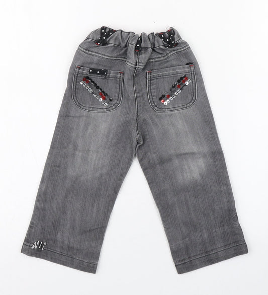 St Bernard Girls Grey Cotton Jogger Jeans Size 18-24 Months Zip