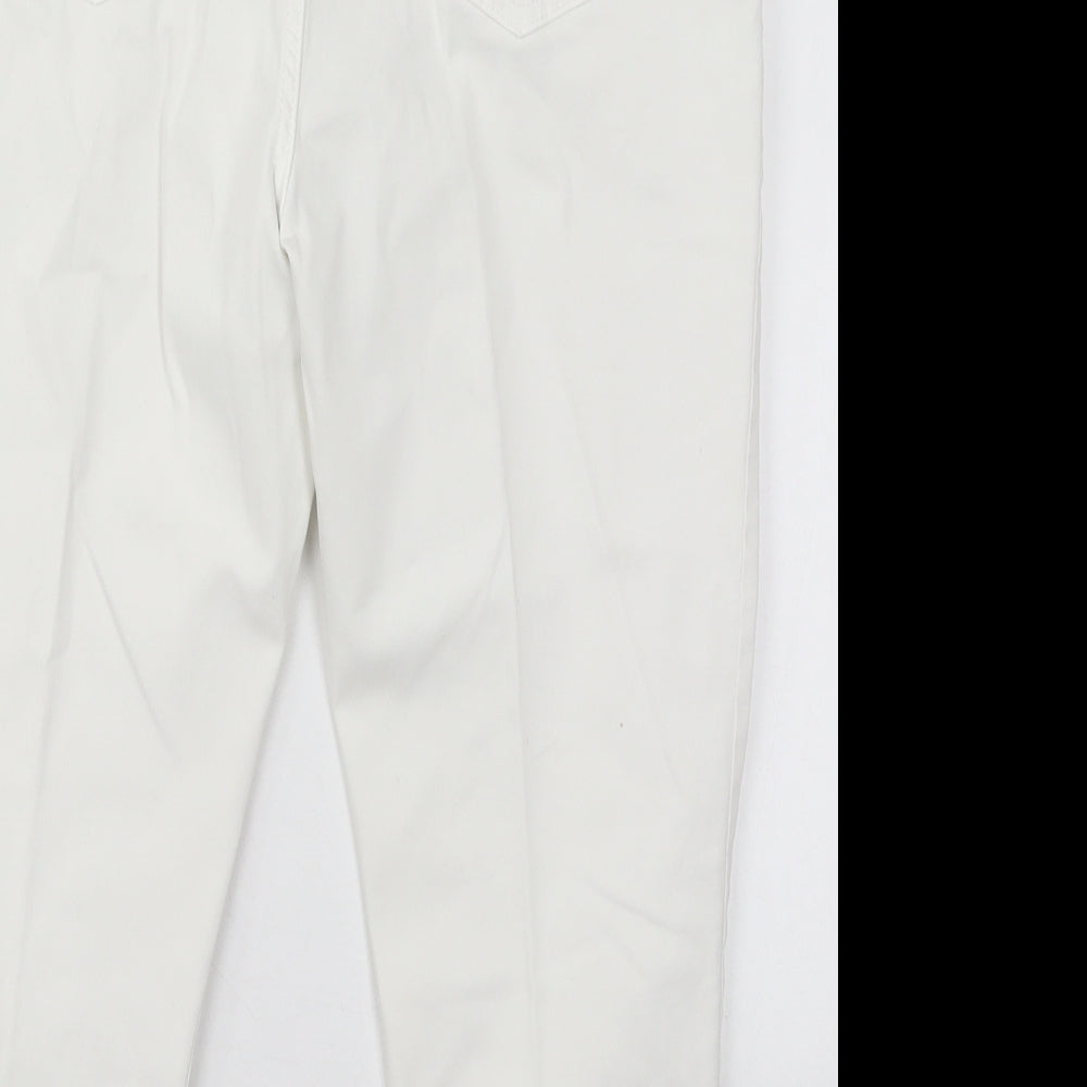 Marks and Spencer Womens White Cotton Cropped Jeans Size 30 in L20 in Regular Button