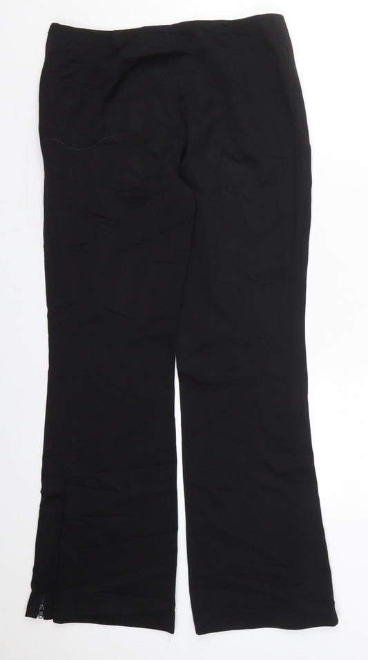 NEXT Womens Black Acetate Trousers Size 10 L29 in Regular Zip