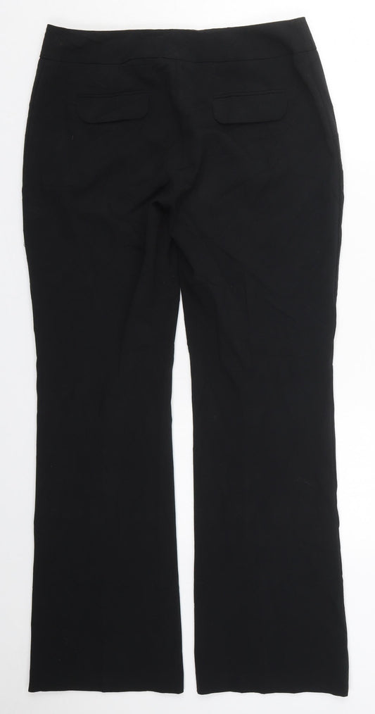 Marks and Spencer Womens Black Polyester Trousers Size 10 L30 in Regular Button