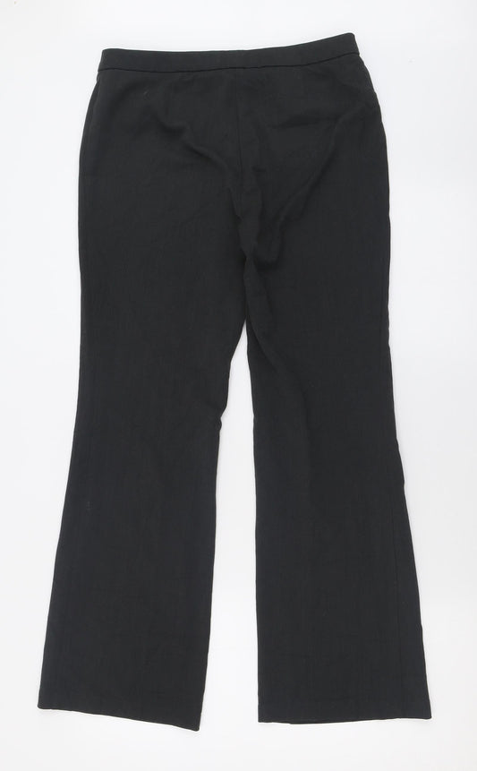 Marks and Spencer Womens Grey Polyester Trousers Size 10 L30 in Regular Hook & Eye