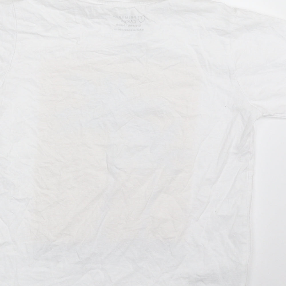 Primark Boys White 100% Cotton Pullover T-Shirt Size 10-11 Years Crew Neck Pullover - San Francisco Vibes