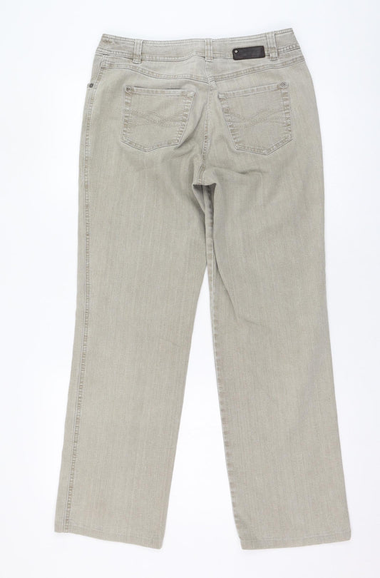 Gerry Weber Womens Beige Polyester Bootcut Jeans Size 32 L28 in Regular Zip