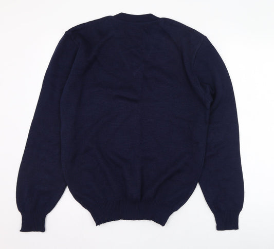 Something Special Mens Blue V-Neck Acrylic Pullover Jumper Size L
