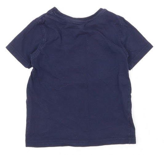 George Boys Blue 100% Cotton Pullover T-Shirt Size 4-5 Years Crew Neck Pullover