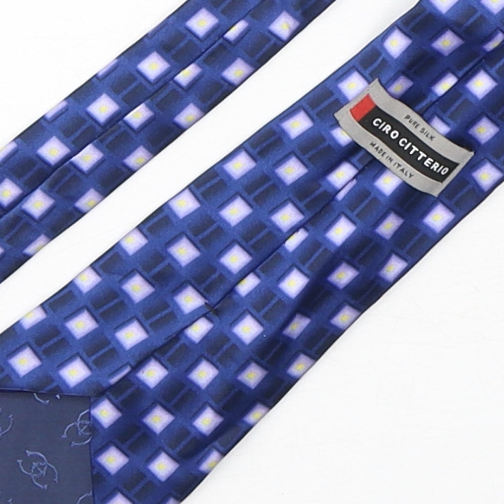 Ciro Citterio Mens Blue Plaids & Checks Silk Pointed Tie One Size