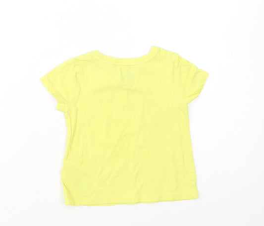 Gap Baby Yellow Cotton Basic T-Shirt Size 18-24 Months Crew Neck Pullover - Rainbow