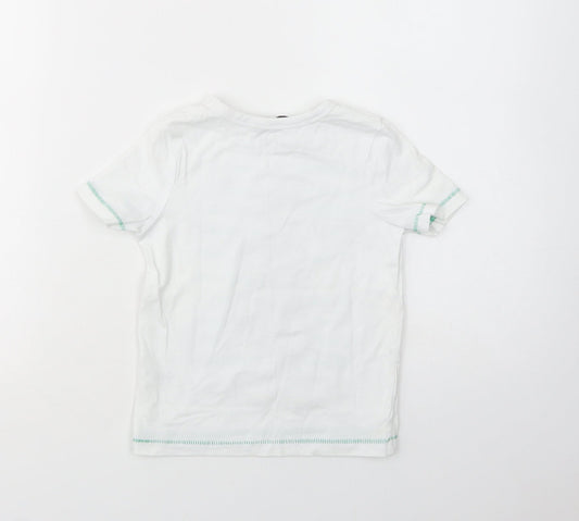 George Girls White Cotton Basic T-Shirt Size 2-3 Years Crew Neck Pullover - Meerkat
