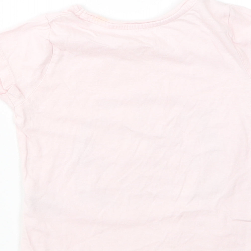 Primark Girls Pink Cotton Basic T-Shirt Size 2-3 Years Crew Neck Pullover - Be Happy