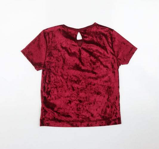 Hollister Womens Red Polyester Basic T-Shirt Size S Round Neck