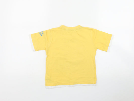 Dunnes Stores Boys Yellow Cotton Basic T-Shirt Size 3-4 Years Round Neck - Fish