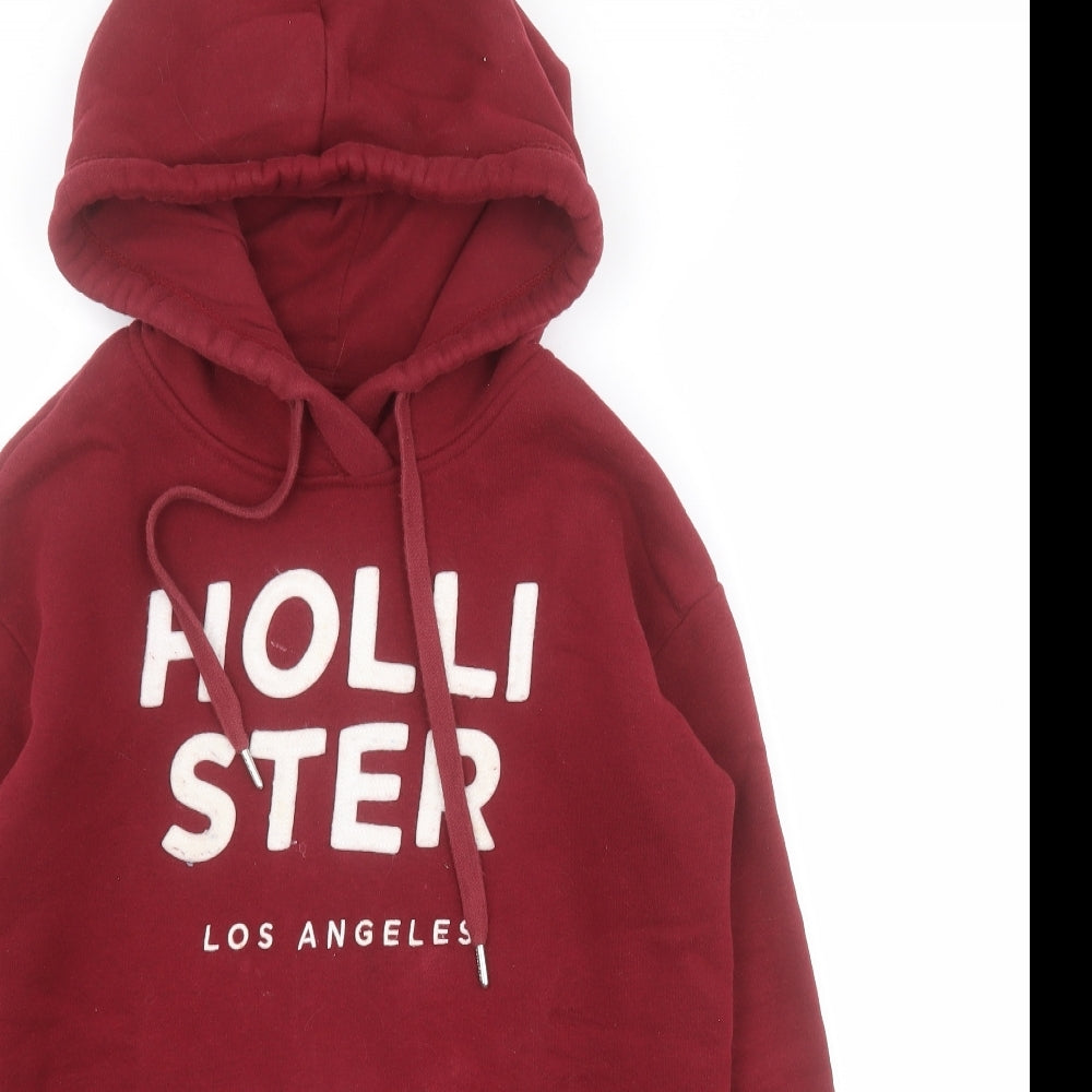 Hollister Womens Red Cotton Pullover Hoodie Size XS Pullover