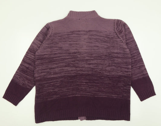BM Womens Purple High Neck Acrylic Cardigan Jumper Size XL