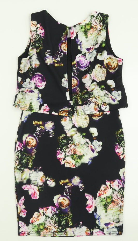Blue Vanilla Womens Multicoloured Floral Polyester A-Line Size XS Crew Neck Pullover