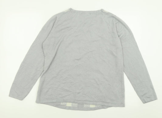 BM collection Womens Grey Crew Neck Acrylic Pullover Jumper Size M