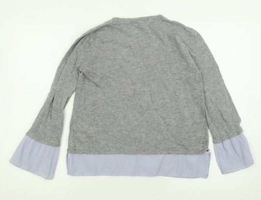Dorothy Perkins Womens Grey Crew Neck Acrylic Pullover Jumper Size 8