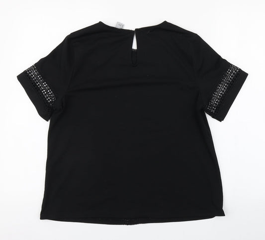 H&M Womens Black Polyester Basic T-Shirt Size S Round Neck