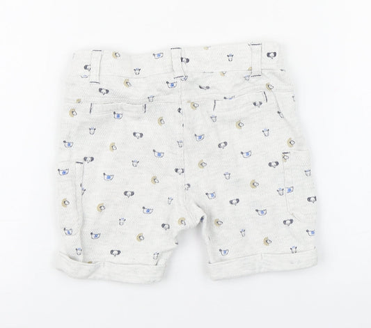 Bobaibi Boys White Geometric 100% Cotton Cropped Trousers Size 24 Months Pullover