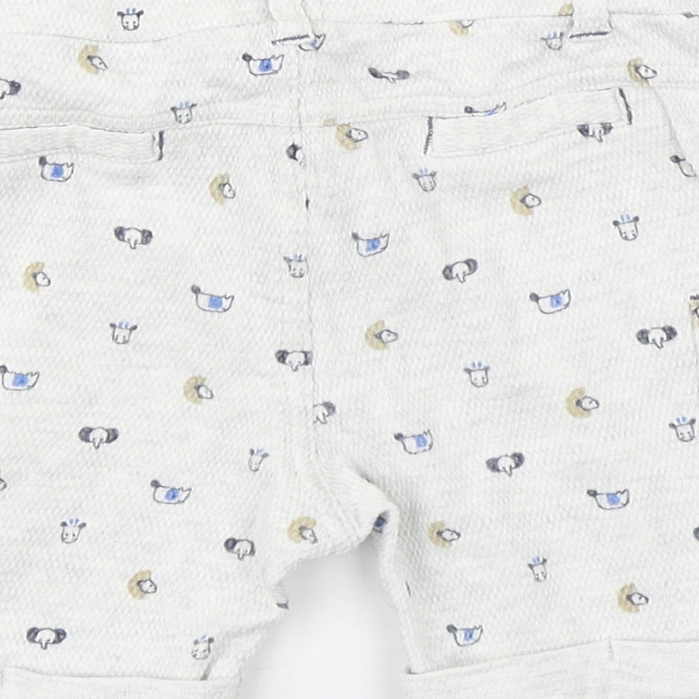Bobaibi Boys White Geometric 100% Cotton Cropped Trousers Size 24 Months Pullover