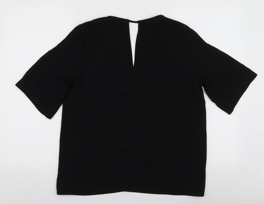 River Island Womens Black Polyester Basic Blouse Size 10 V-Neck