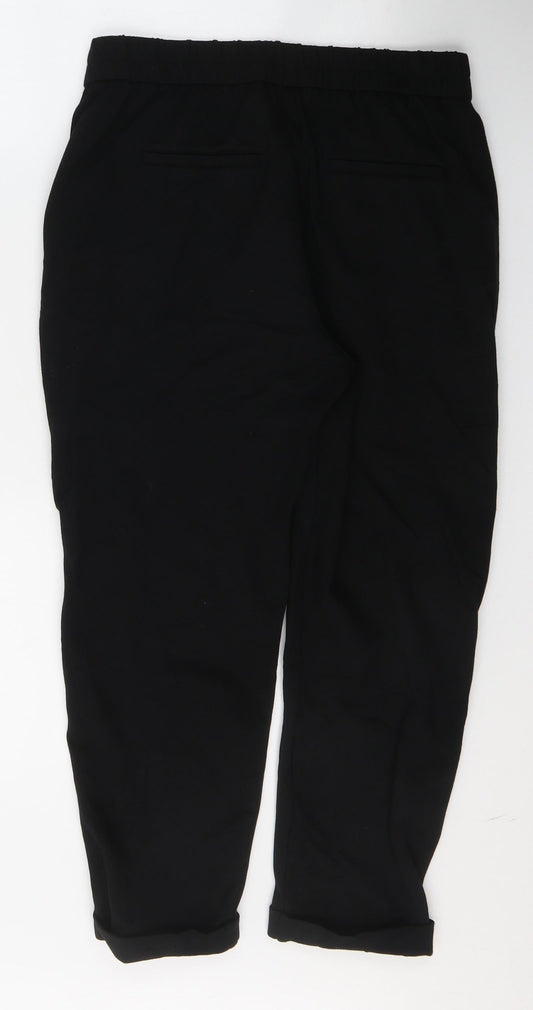 United Colors of Benetton Womens Black Viscose Cropped Trousers Size S L22 in Regular