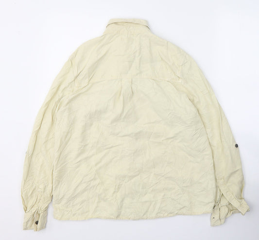 Topshop Womens Yellow Viscose Basic Button-Up Size 14 Collared
