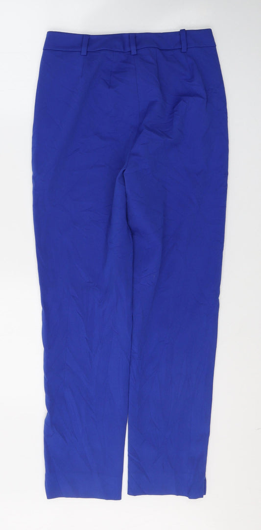 Marks and Spencer Womens Blue Polyester Trousers Size 6 L26 in Regular Button