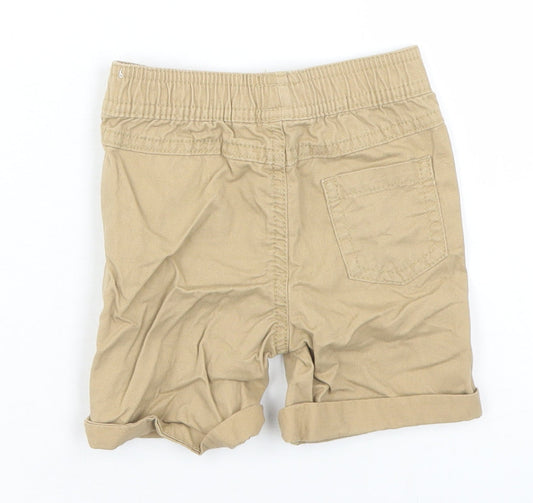 Primark Boys Beige Cotton Cropped Trousers Size 6-9 Months Drawstring