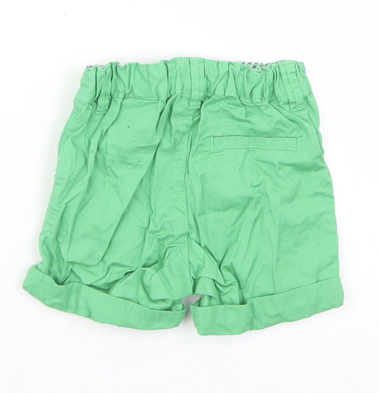 H&M Girls Green Cotton Cropped Trousers Size 6-9 Months Button