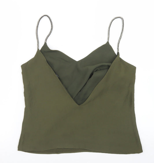 Goldie Womens Green Polyester Camisole Blouse Size S Round Neck - Plunge Back