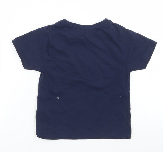 Hullabaloo Boys Blue Cotton Basic T-Shirt Size 5-6 Years Crew Neck - Part Time Superhero