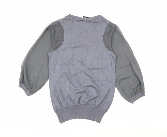 NEXT Womens Grey Scoop Neck Viscose Pullover Jumper Size 10