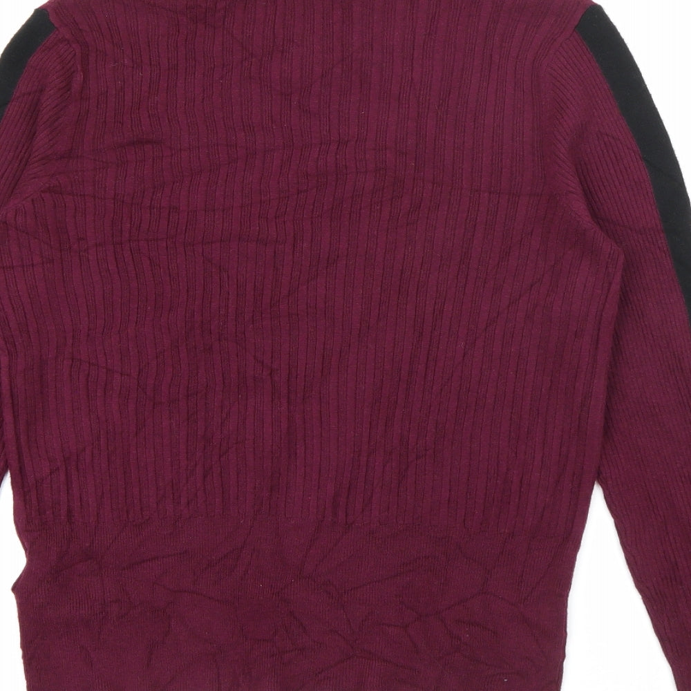 Marks and Spencer Womens Purple High Neck Viscose Pullover Jumper Size 14
