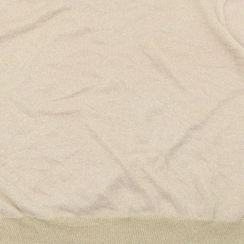 Marks and Spencer Womens Gold Crew Neck Viscose Pullover Jumper Size L