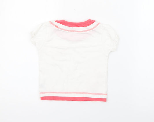 Dunnes Stores Girls White Cotton Pullover T-Shirt Size 2-3 Years Crew Neck