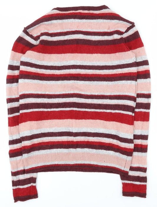Label of Graded Goods Womens Multicoloured Round Neck Striped Cotton Pullover Jumper Size S