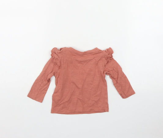 Priamrk Girls Pink Cotton Basic T-Shirt Size 3-6 Months Round Neck Snap - 'Heart full of flowers'
