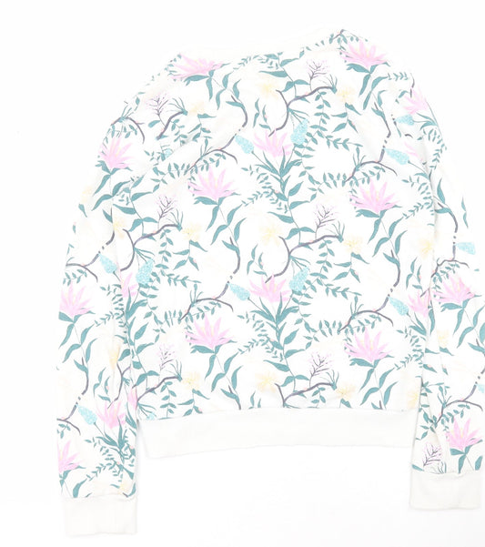 Matalan Girls White Floral Cotton Pullover Hoodie Size 12 Years Pullover