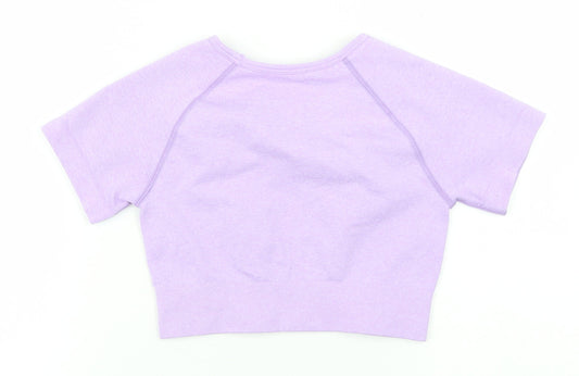 Preworn Womens Purple Nylon Cropped T-Shirt Size XS Round Neck