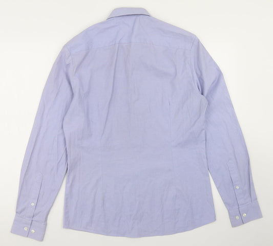 ASOS Mens Blue Striped Cotton Button-Up Size M Collared Button