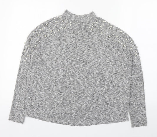 Divided Womens Grey High Neck Polyester Pullover Jumper Size S