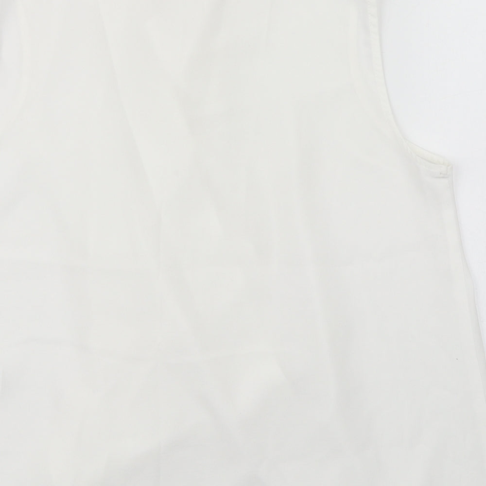 Wallis Womens White Polyester Basic Tank Size 12 V-Neck