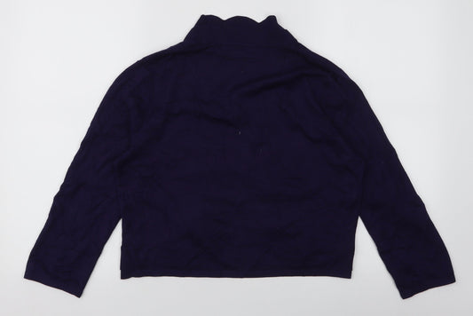 Pointelle Womens Blue V-Neck Viscose Cardigan Jumper Size M