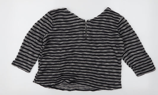 New Look Womens Multicoloured V-Neck Striped Polyester Pullover Jumper Size 16