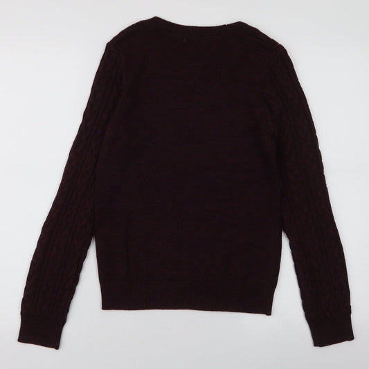 H&M Womens Purple Round Neck Acrylic Pullover Jumper Size XS
