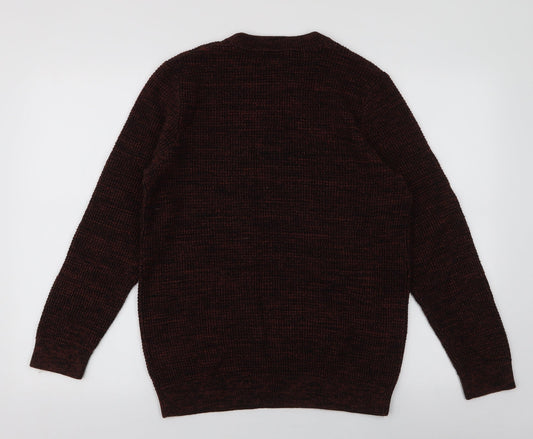 H&M Mens Brown Round Neck Acrylic Pullover Jumper Size M